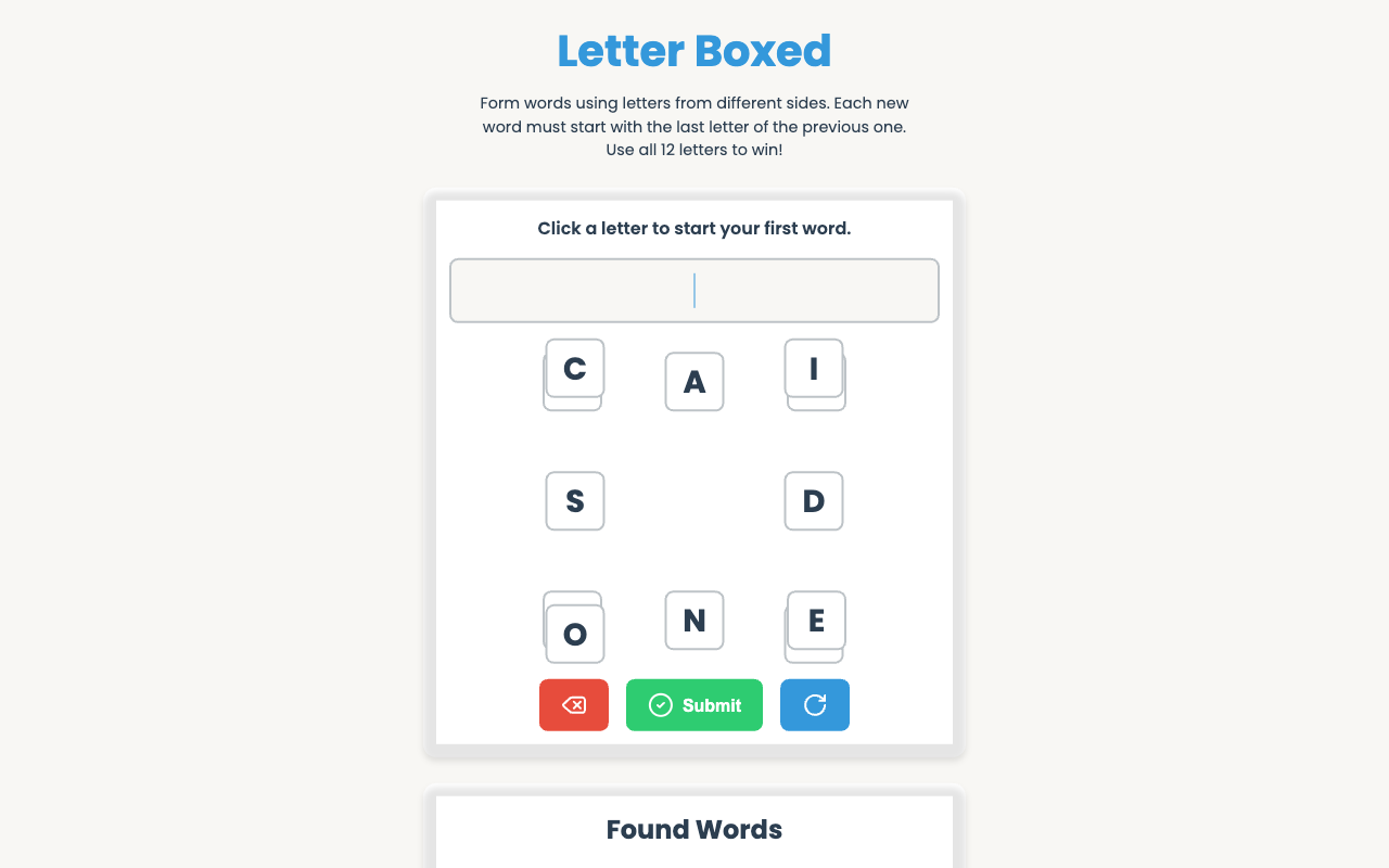 Letter Boxed Solver
 screenshot