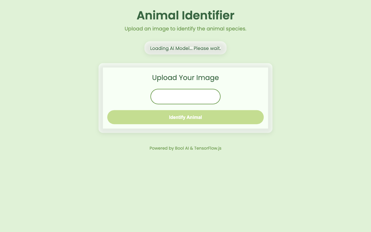 Animal Identifier Web App
 screenshot