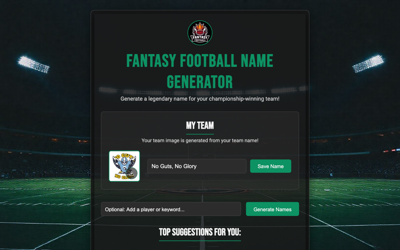 Fantasy Football Name Generator screenshot