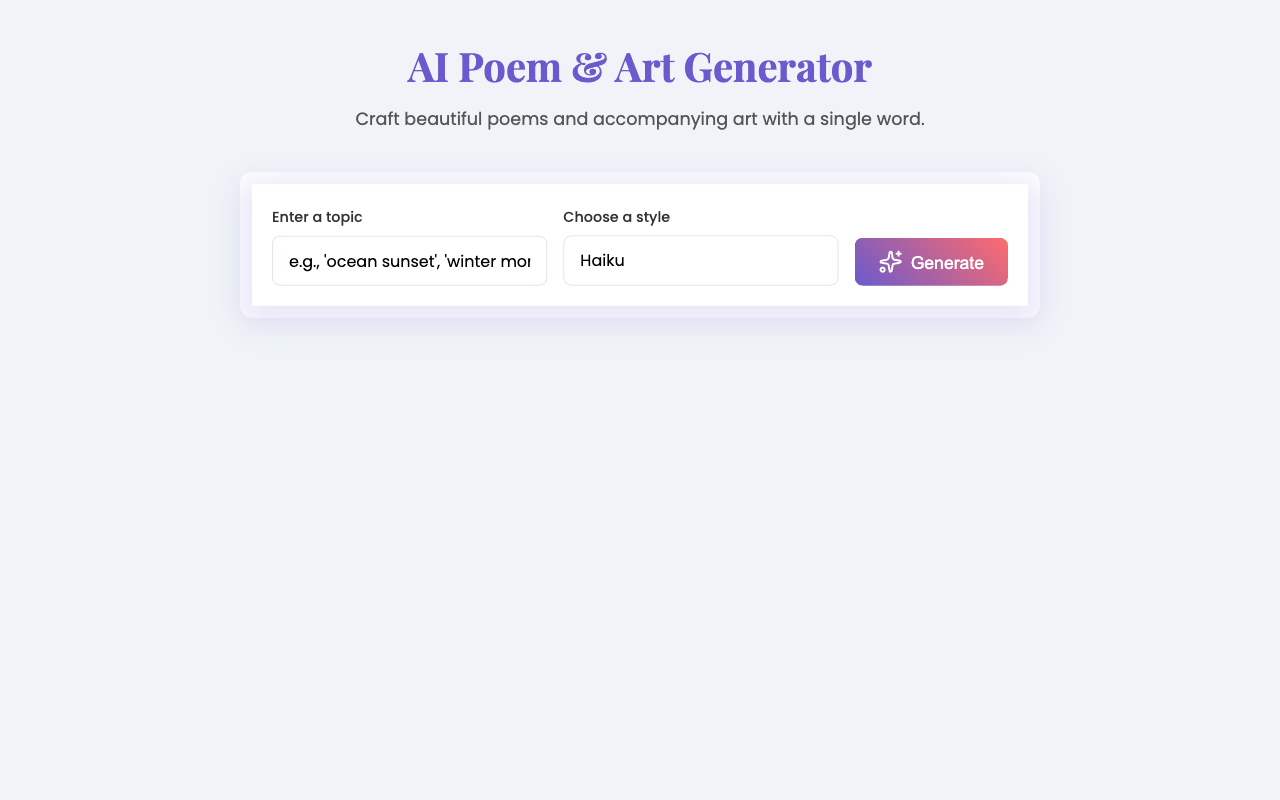 Poem Generator with Images
 screenshot
